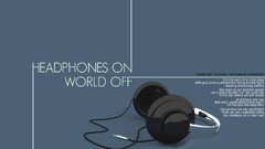 headphones Typography Music blue background audio-technica