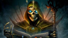 heroes of might and magic fantasy art skull blue eyes skeleton