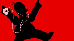 Homer Simpson The Simpsons donut silhouette red background red