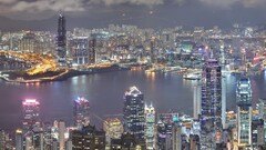 Hong Kong cityscape lights City victoria harbour China Asia