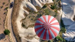hot air balloons landscape aerial view desert dirt road