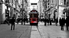 Istanbul Turkey taksim selective coloring vehicle cityscape