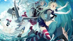 kantai collection Amatsukaze (Kancolle) anime girls Anime cyan