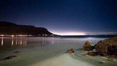 landscape beach rock reflection lights cape town