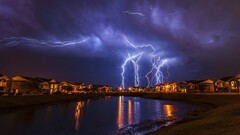 landscape Lightning House reflection water storm oklahoma