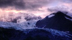 landscape Mountains clouds snow nature glaciers sky sunlight
