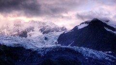 landscape Mountains nature hills snow clouds winter sky glaciers