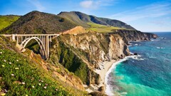 landscape nature Bridge coast Bixby Creek Bridge California USA