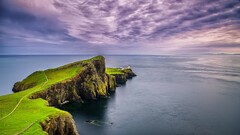landscape nature cliff Sea sky Scotland Neist Point lighthouse