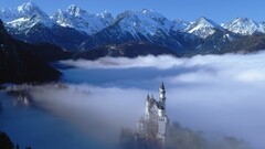 landscape nature Mountains castle overcast snow Alps snowy peak