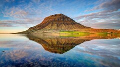 landscape reflection Mountains Kirkjufell iceland Lake