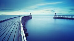 lighthouse sky horizon water Sea pier cyan blue calm calm waters