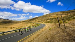 Longboarding hills road landscape
