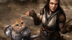 Lydia the elder scrolls women with cat Khajiit GeersArt