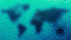 Map world map water drops blue square continents cyan