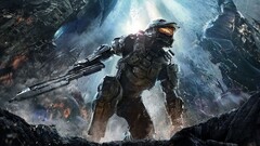 master chief halo video games low-angle video game art weapon