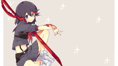 Matoi Ryuuko anime girls Anime white background sword miniskirt