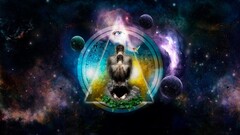 meditation spiritual digital art eyes Space triangle religion