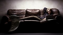 mermaids couch women with glasses fantasy girl Women model