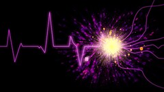 Minimalism black lines ekg purple