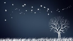 Minimalism nature Trees grass leaves maple leaves winter artwork