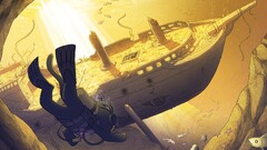 Monstercat Music shipwreck fish Divers sunlight Sea Anime