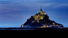 mont saint-michel castle Island town abbey City Lights France