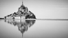 mont saint-michel France monochrome abbey Island fort Monastery