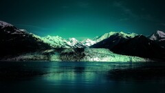 Mountains nature Lake glaciers landscape dark sky snowy peak