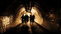 Movies 28 weeks later horror tunnel brown silhouette running