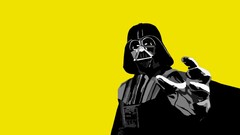 Movies star wars Darth Vader yellow background sith Minimalism