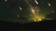 multiple display Meteors shooting stars Stars sky triple screen