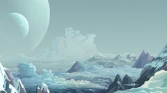 multiple display Mountains snow nature dual monitors sky clouds