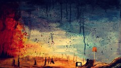 Music pink floyd painting artwork paint splatter television sets