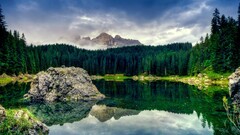 nature Lake Mountains clouds reflection South Tyrol Alps
