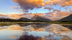 nature landscape Mountains clouds reflection Lake banff Canada