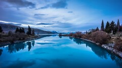 nature landscape reflection Lake sky cyan Mountains calm waters