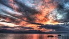 nature landscape sky coast Sea sunset Mexico Lake Chapala clouds