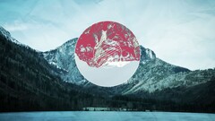 nature Mountains circle Lake polyscape digital art