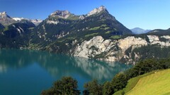 nature Mountains Lake landscape Mount Fronalpstock switzerland