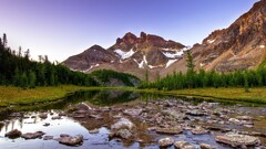 nature Mountains landscape river snowy mountain