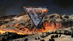 nature Mountains snow polyscape triangle digital art sky night
