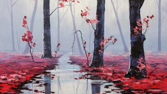 nature painting leaves mist Trees Graham Gercken fall artwork