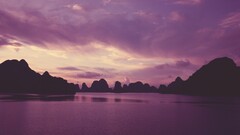 nature purple sky silhouette Sea Halong Bay vietnam purple