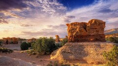 nature sky rock formation Badlands (nature) bushes rocks desert