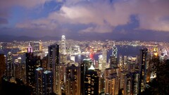 night cityscape City Lights victoria harbour Hong Kong Asia