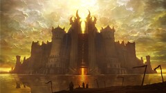 Noah Bradley fantasy art castle artwork digital art reflection