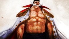 One Piece Anime Whitebeard muscular abs mustache