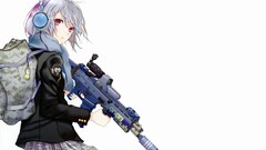original characters anime girls FN SCAR Anime gun headphones