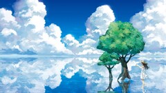 original characters Anime reflection clear sky